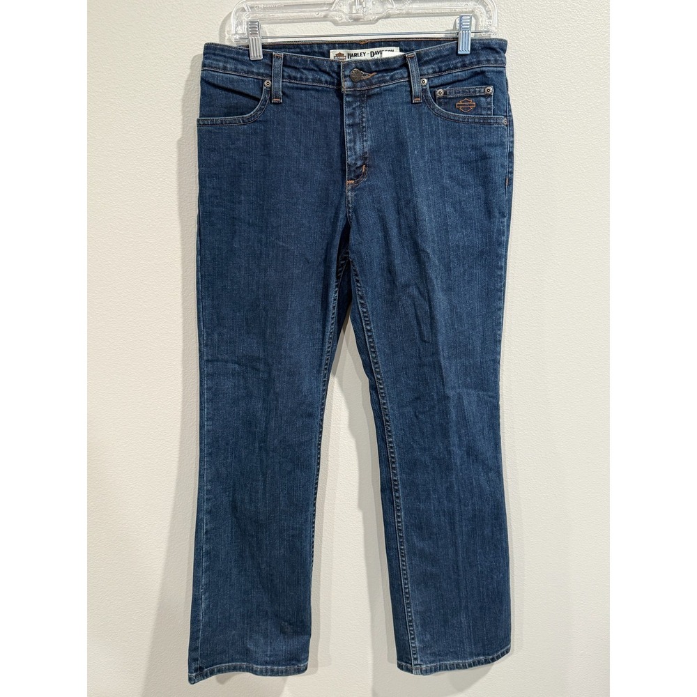 Harley Davidson Straight Jeans Women's‎ 8 Petite Blue Denim Medium Wash 5 Pocket